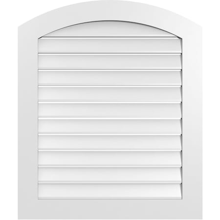 Ekena Millwork Arch Top Surface Mount PVC Gable Vent: Non-Functional, w/ 3-1/2"W x 1"P Standard Frame, 32"W x 36"H GVPAR32X3601SN